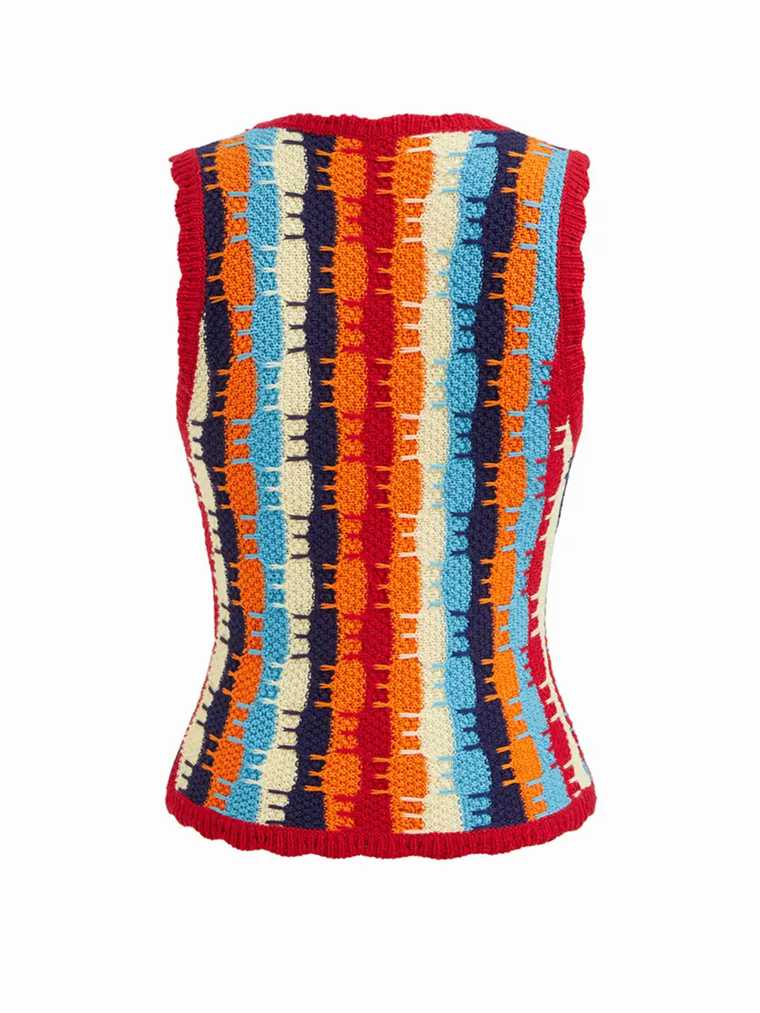 CIDER | Floral Collar Striped Color-block Knit Vest