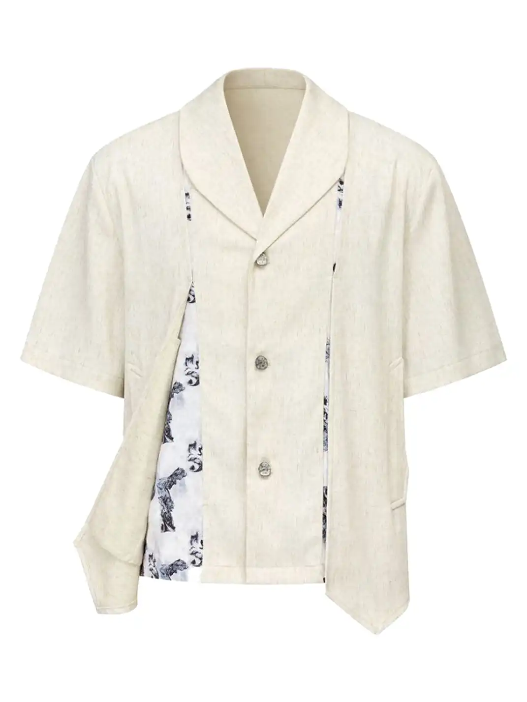 TAICHIISM | Floral Print Spliced Irregular Linen Shirt