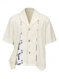 TAICHIISM | Floral Print Spliced Irregular Linen Shirt