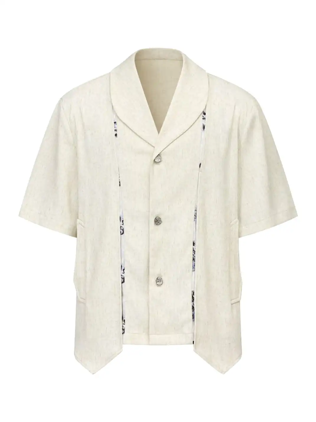 TAICHIISM | Floral Print Spliced Irregular Linen Shirt