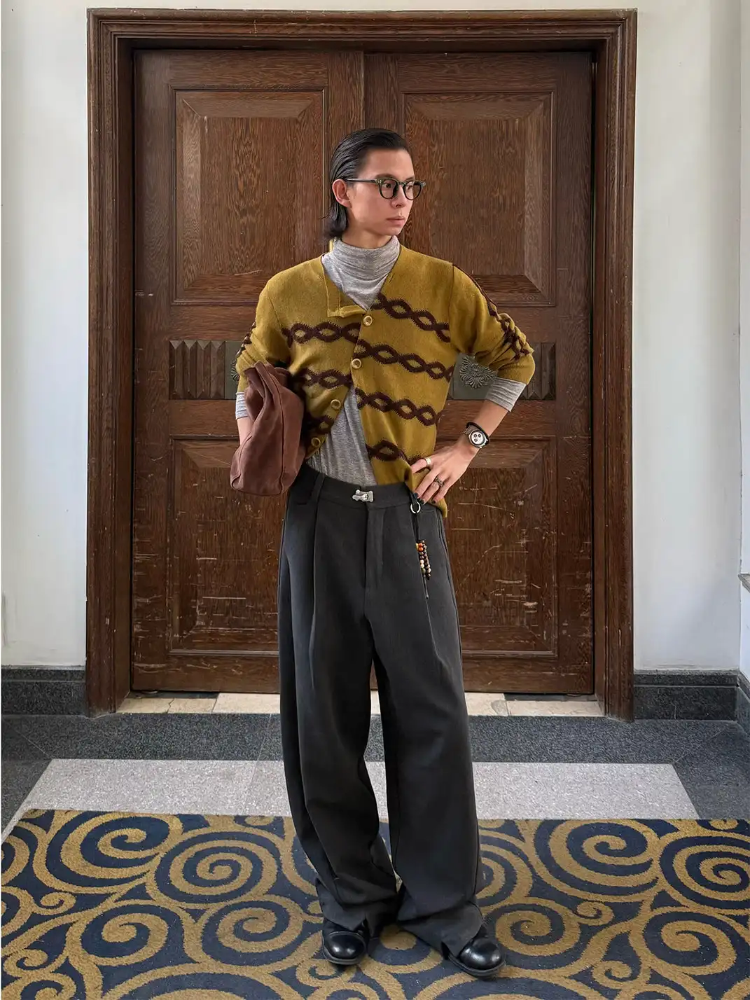 TAICHIISM | Special-shaped Metal Buckle Horseshoe Curved Suit Pants