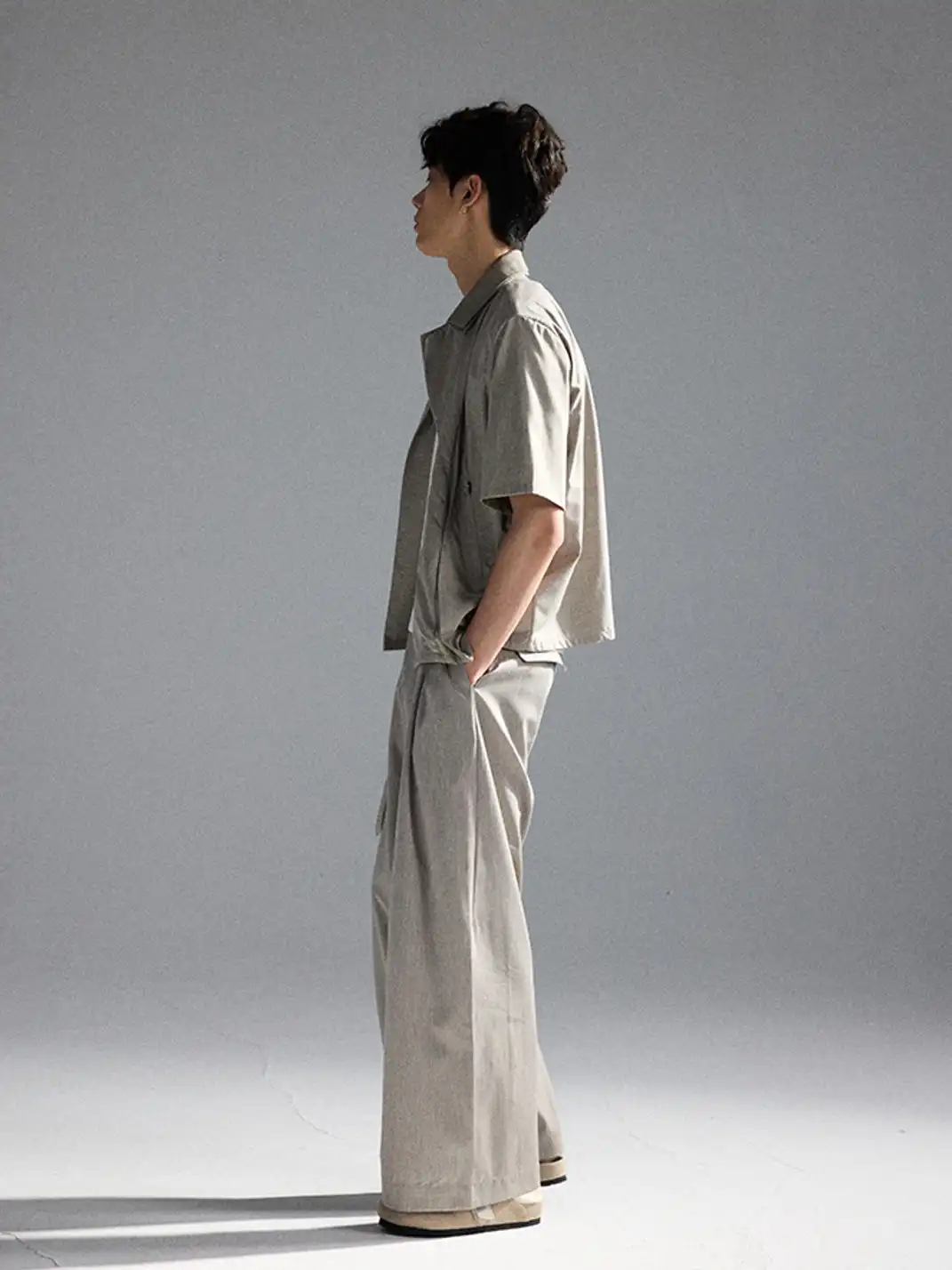 TAICHIISM | Fake Two-piece Deconstructed Geometric Acetate Wool Shirt