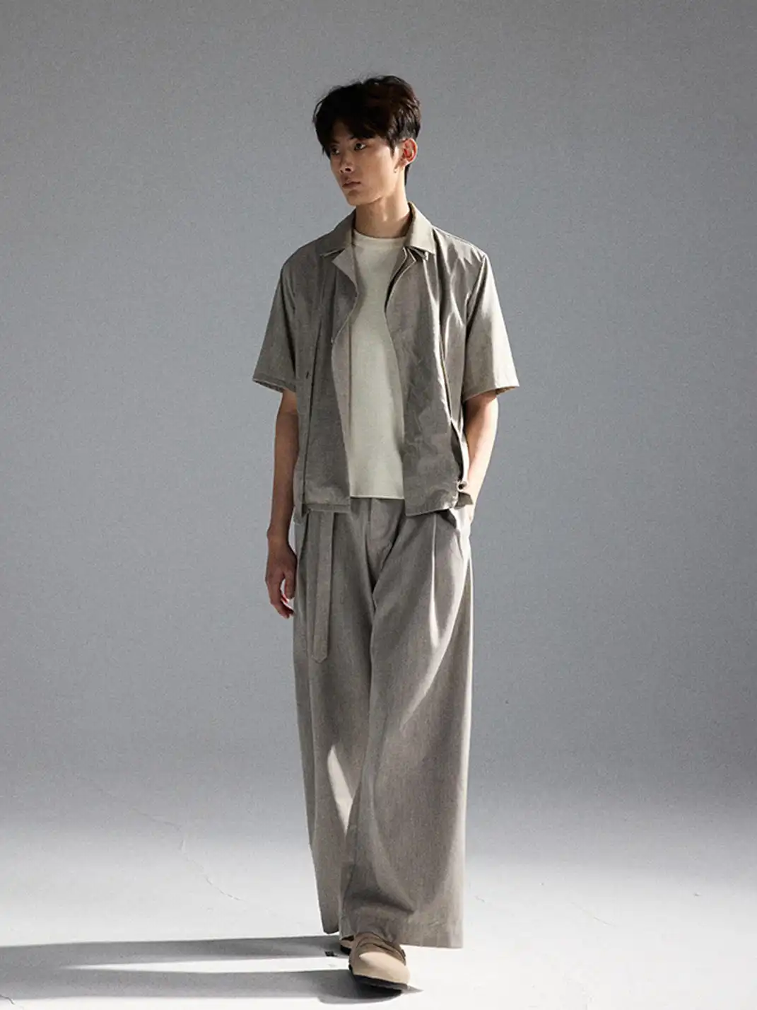 TAICHIISM | Fake Two-piece Deconstructed Geometric Acetate Wool Shirt
