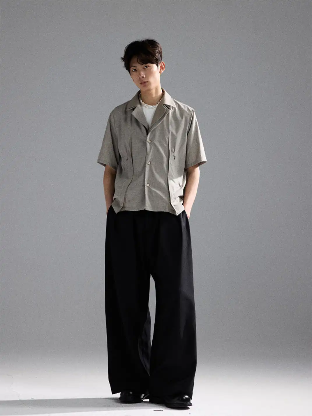 TAICHIISM | Fake Two-piece Deconstructed Geometric Acetate Wool Shirt