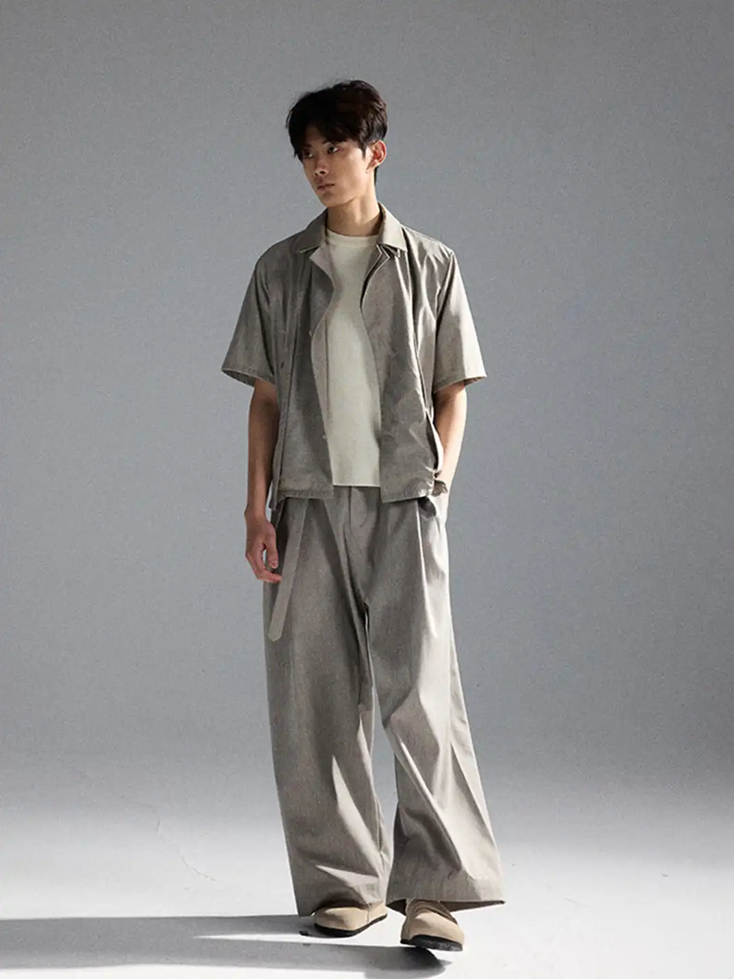 TAICHIISM | Fake Two-piece Deconstructed Geometric Acetate Wool Shirt