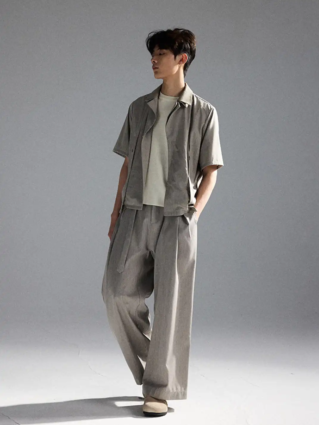 TAICHIISM | Fake Two-piece Deconstructed Geometric Acetate Wool Shirt