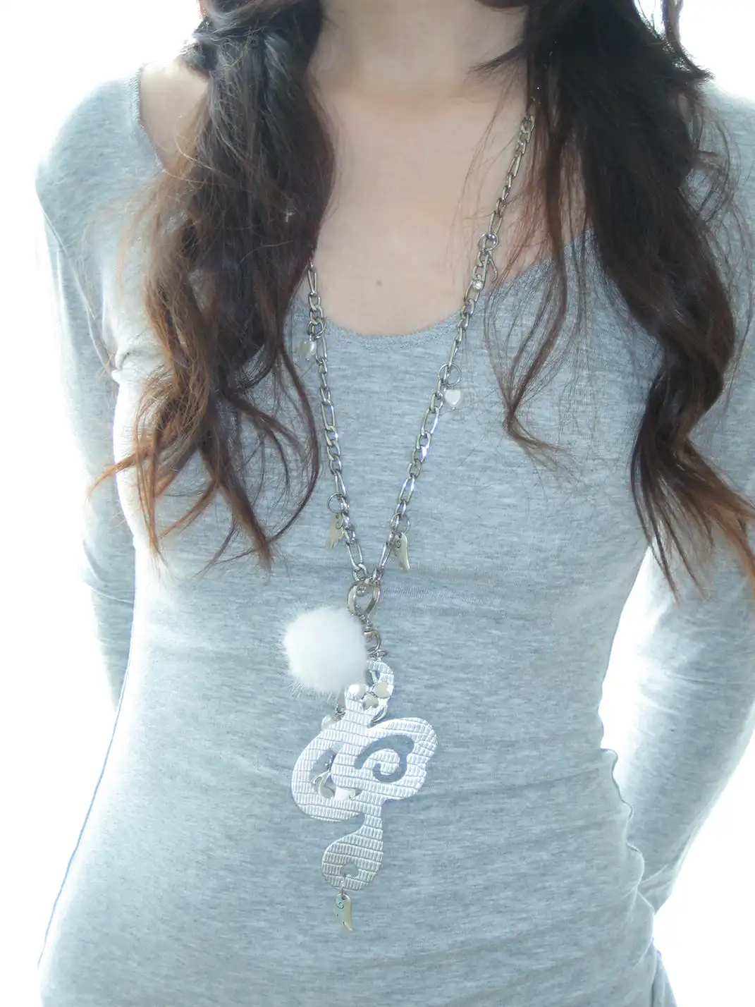 CRS | Musical Note Shaped Leather Sweater Chain Necklace