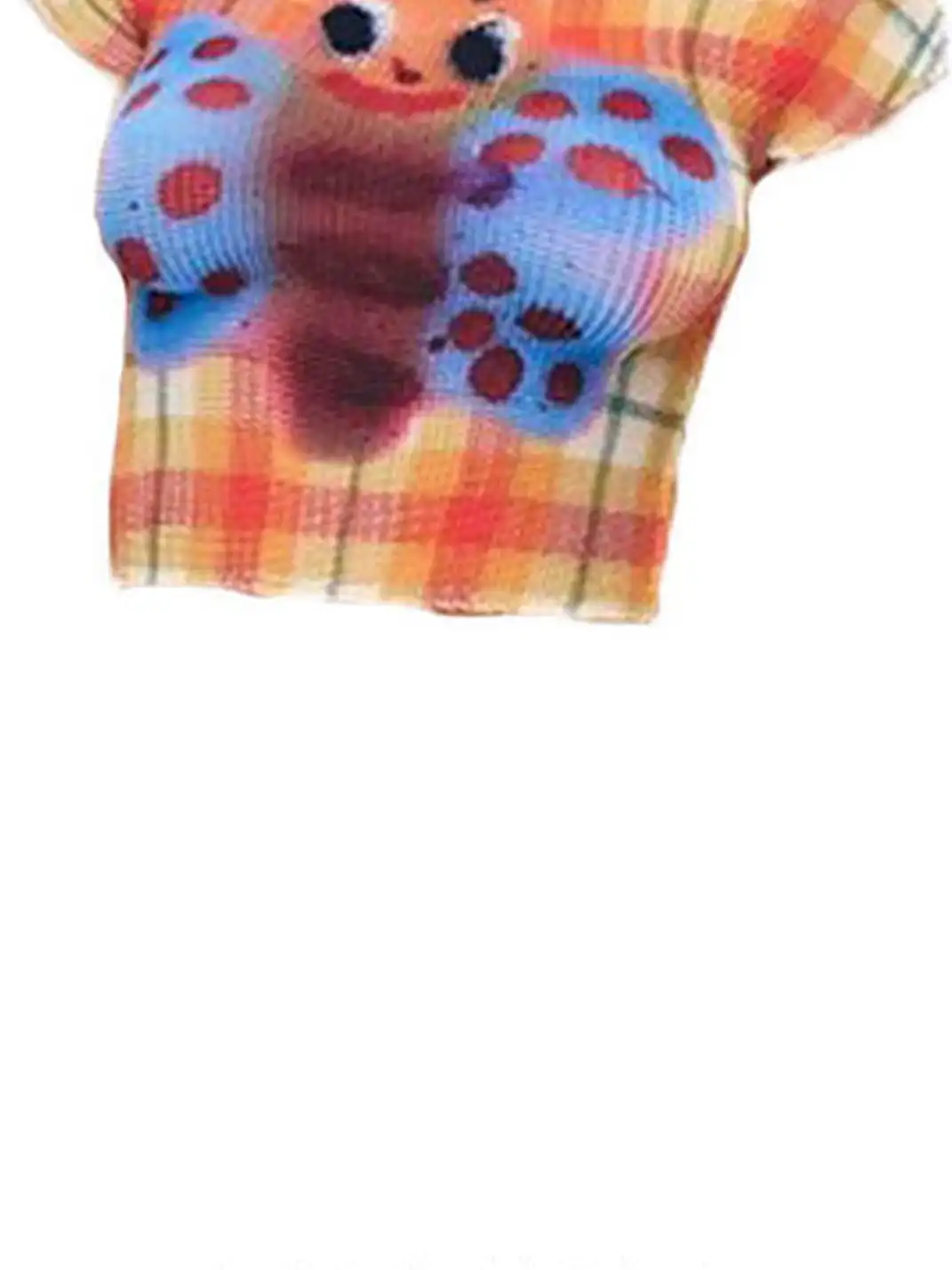 BAYUE | Plaid Butterfly Graffiti T-shirt
