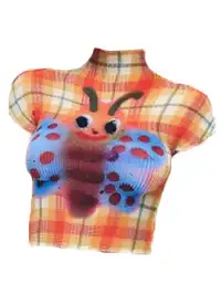 BAYUE | Plaid Butterfly Graffiti T-shirt