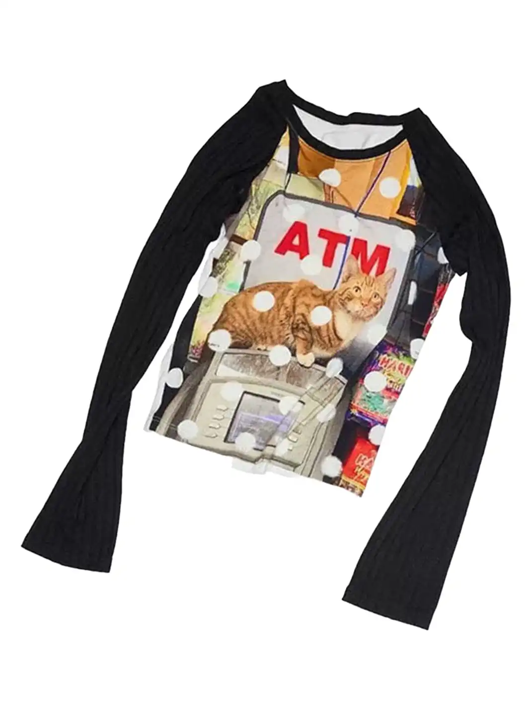 BAYUE | Vintage Cartoon Print Spliced T-Shirt