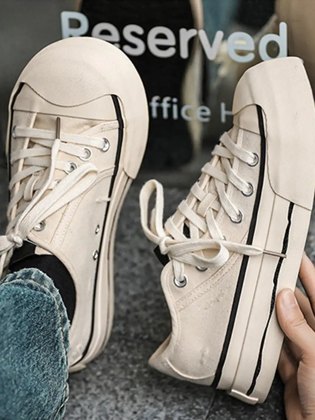 FxwzLee | Asymmetrical Upper Canvas Shoes