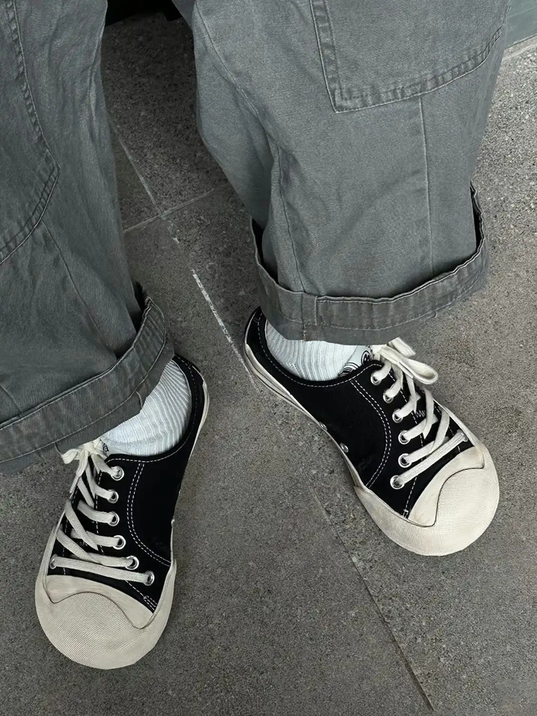 FxwzLee | Asymmetrical Upper Canvas Shoes