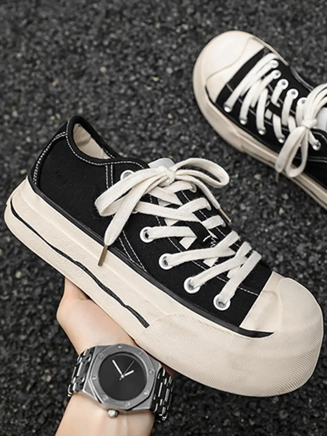 FxwzLee | Asymmetrical Upper Canvas Shoes