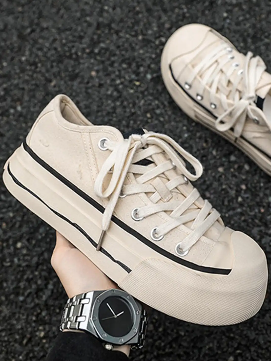 FxwzLee | Asymmetrical Upper Canvas Shoes