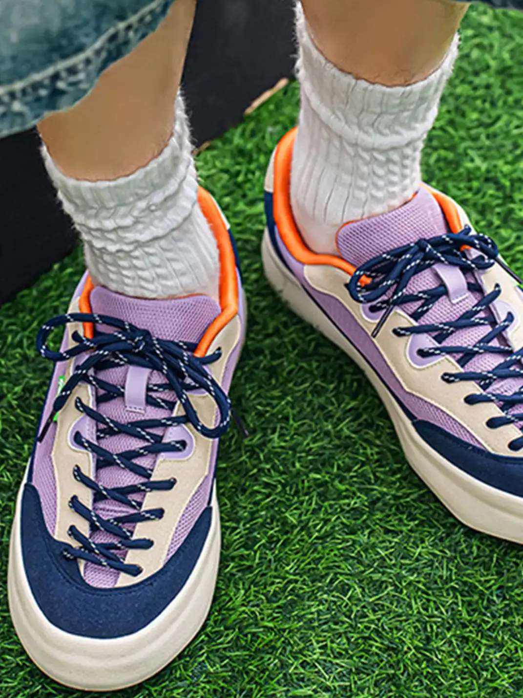 FxwzLee | Morandi Color Block Bread Board Shoes