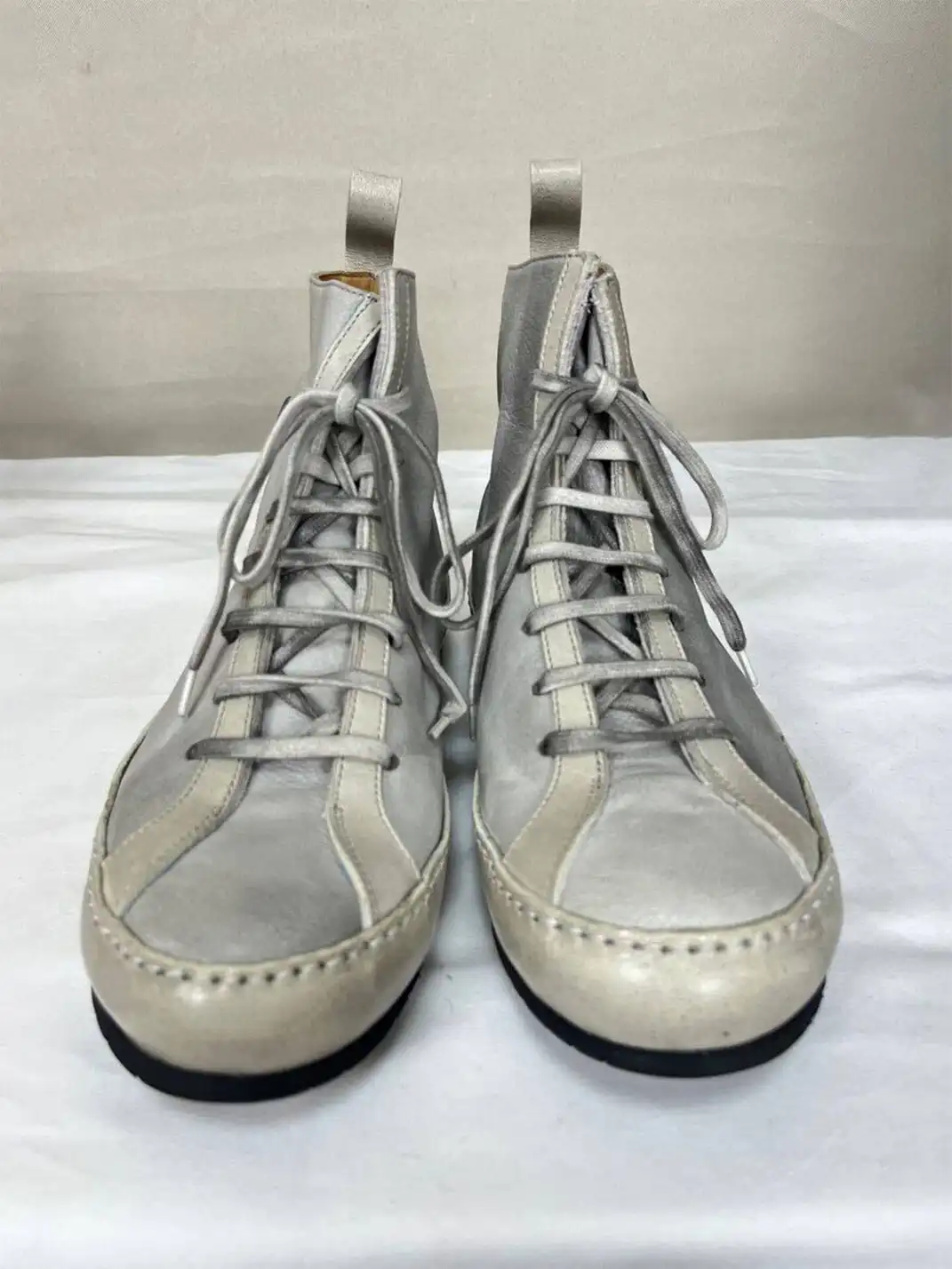 DLM | Genuine Leather Retro Pointed Toe Lace-up Boots