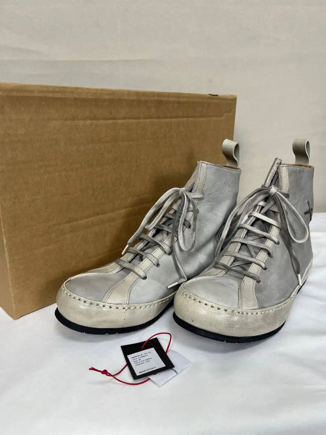 DLM | Genuine Leather Retro Pointed Toe Lace-up Boots