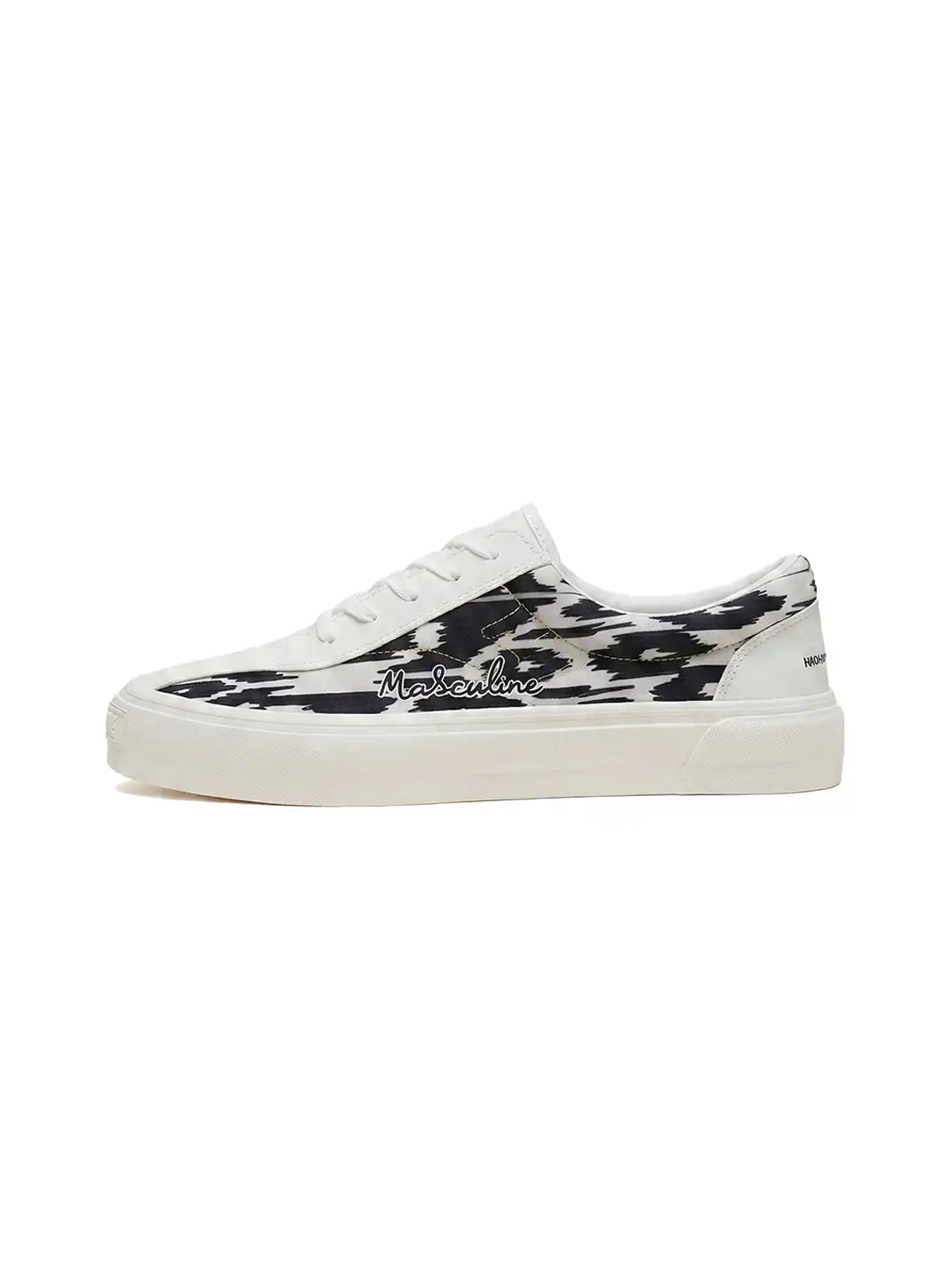 EQLZ | Black and White Abstract Print Canvas Sneakers