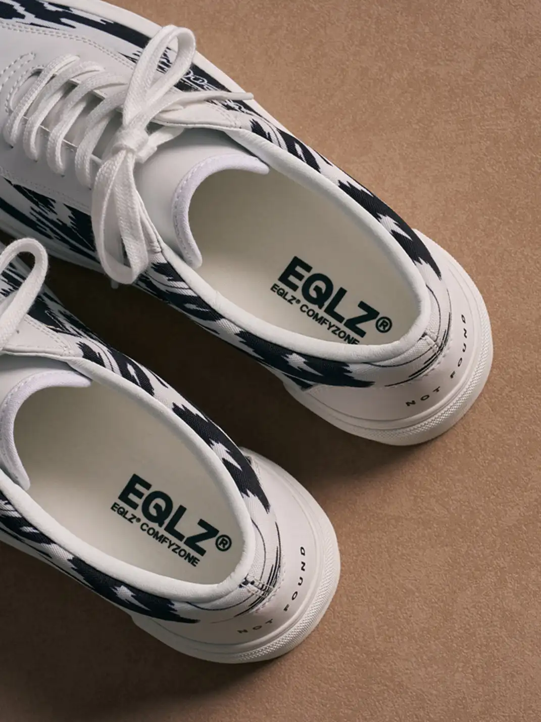 EQLZ | Black and White Abstract Print Canvas Sneakers