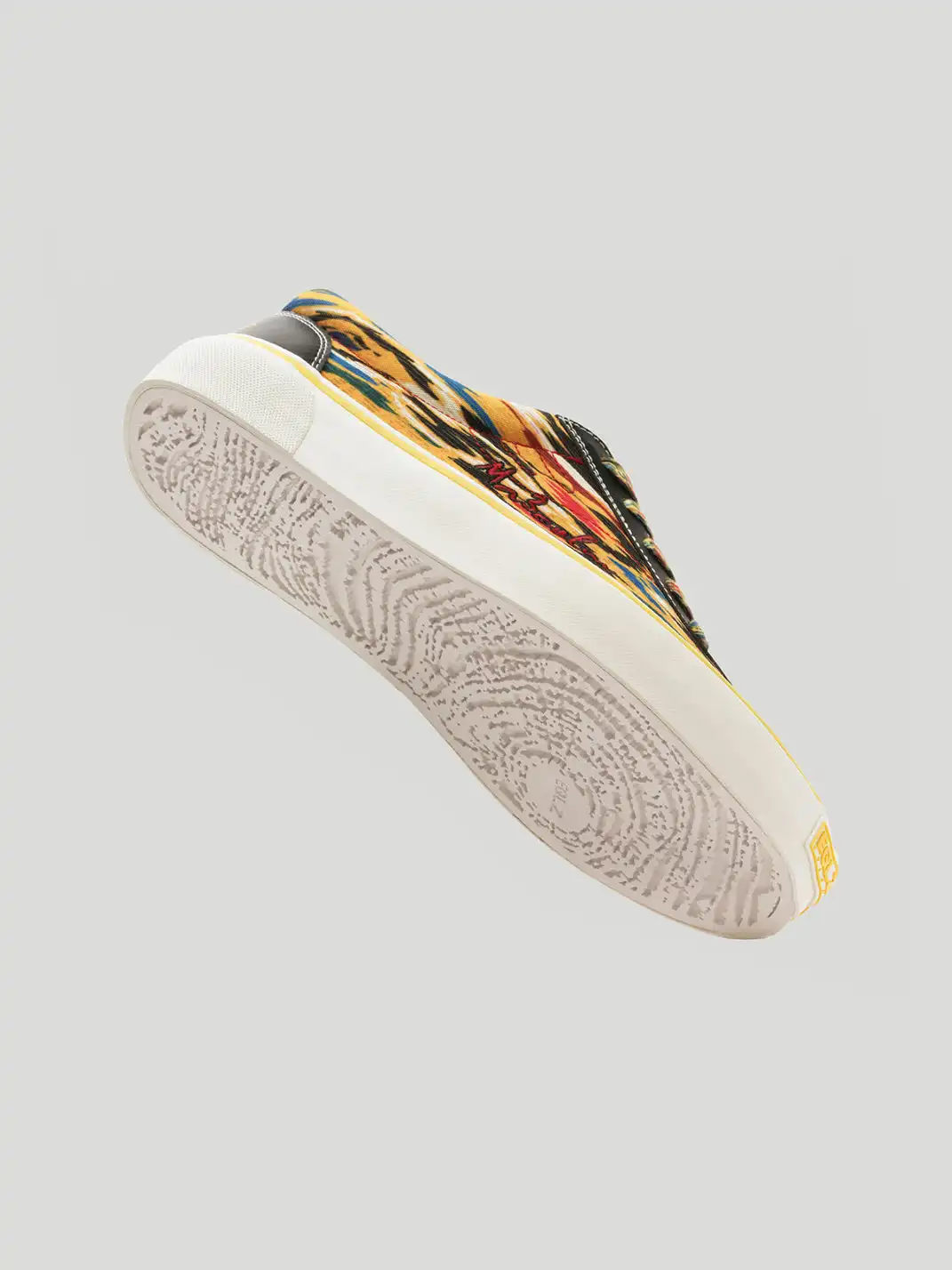 EQLZ | Colorful Abstract Print Leather-Trimmed Canvas Sneakers