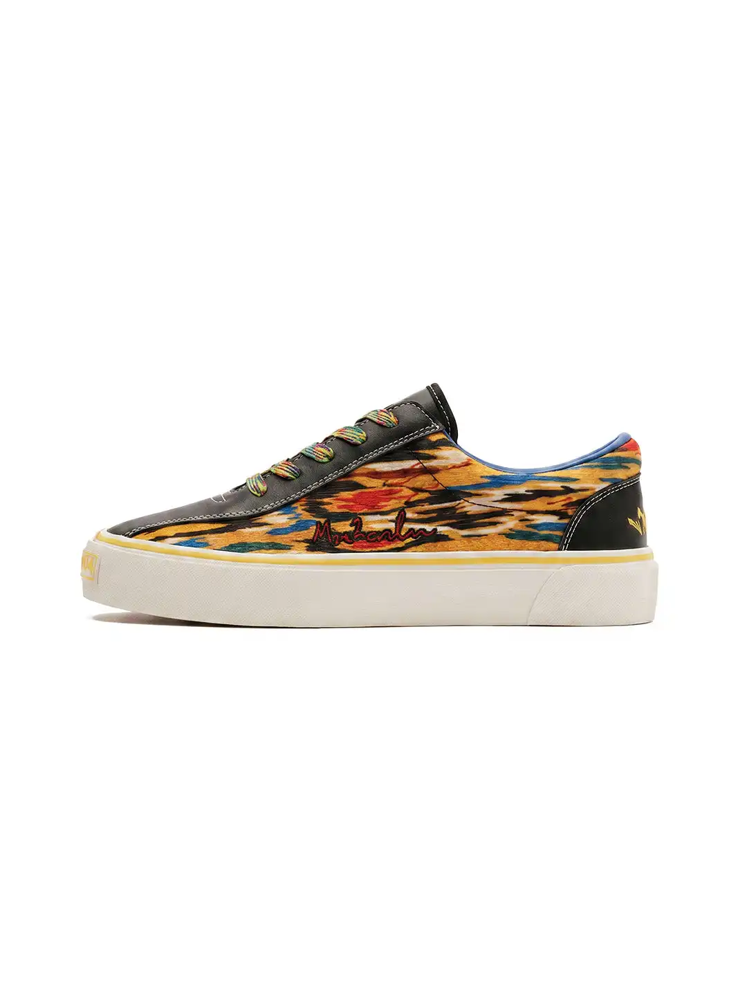 EQLZ | Colorful Abstract Print Leather-Trimmed Canvas Sneakers