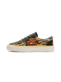 EQLZ | Colorful Abstract Print Leather-Trimmed Canvas Sneakers