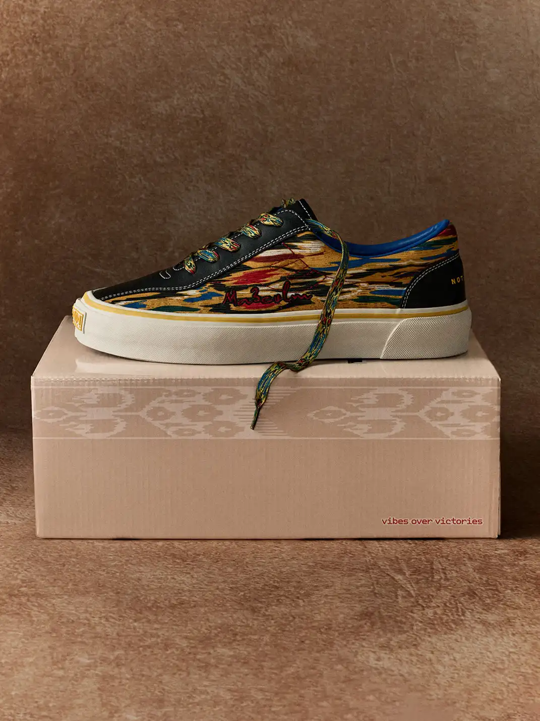 EQLZ | Colorful Abstract Print Leather-Trimmed Canvas Sneakers