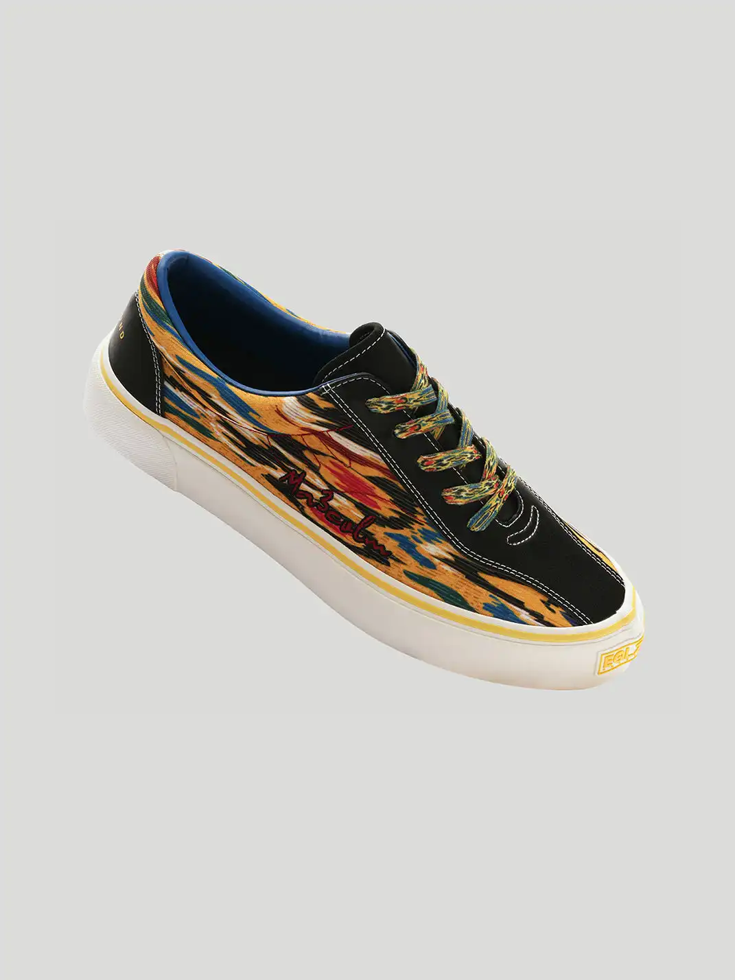 EQLZ | Colorful Abstract Print Leather-Trimmed Canvas Sneakers