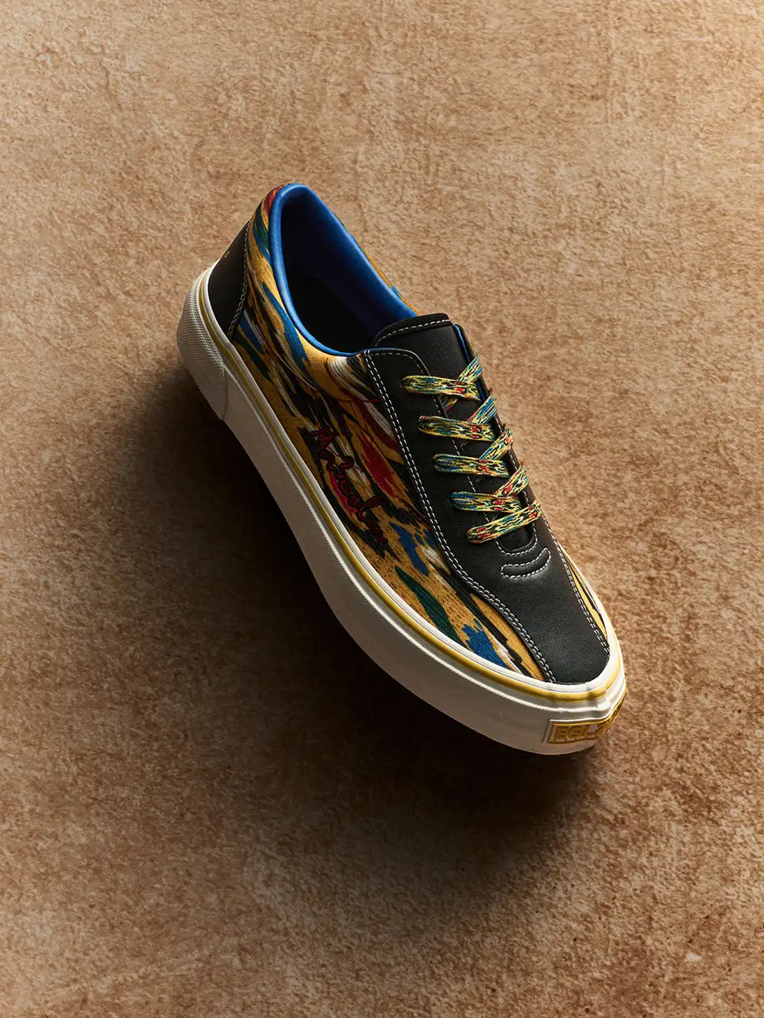 EQLZ | Colorful Abstract Print Leather-Trimmed Canvas Sneakers