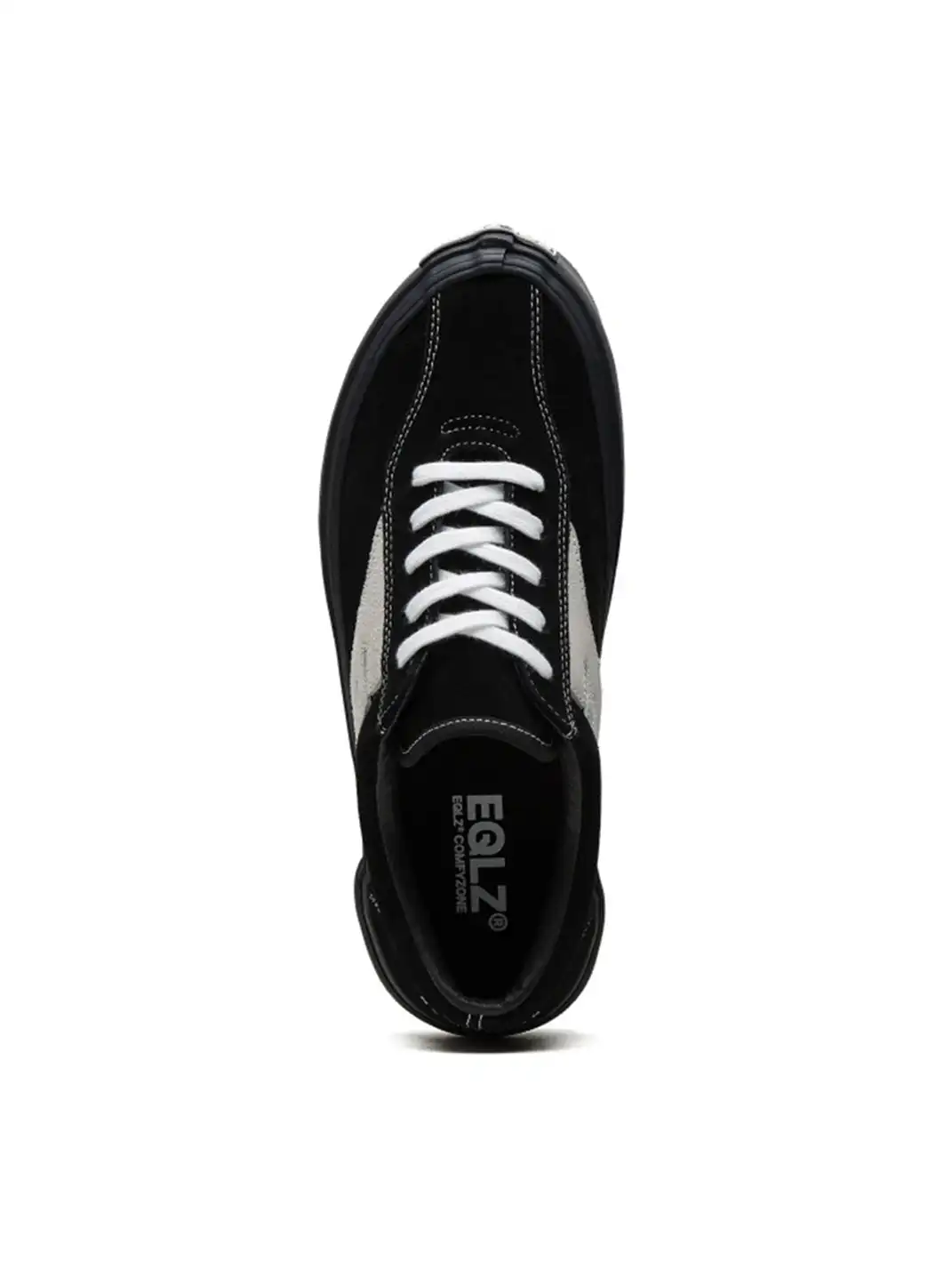 EQLZ | Black and White Color Block Suede Skate Shoes
