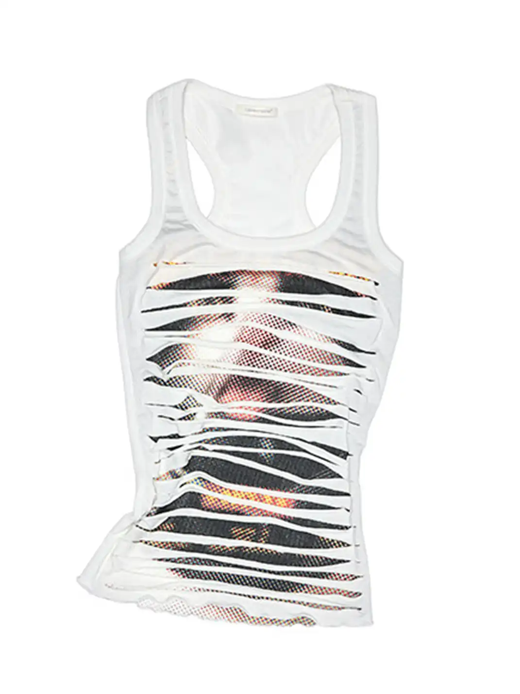 1JINN | Irregular Ripped Cat Print Double-Layer Tank Top