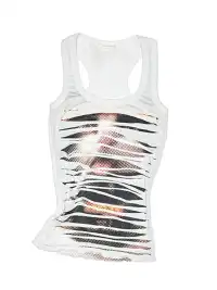 1JINN | Irregular Ripped Cat Print Double-Layer Tank Top