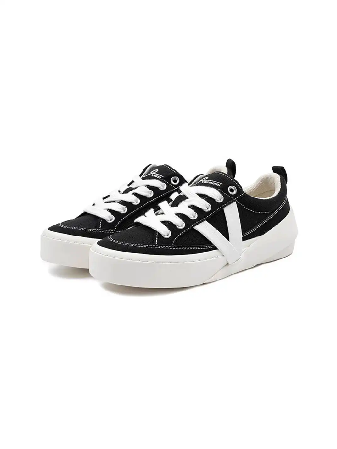 VEIDOORN | Two-Tone Canvas & Suede Platform Sneakers