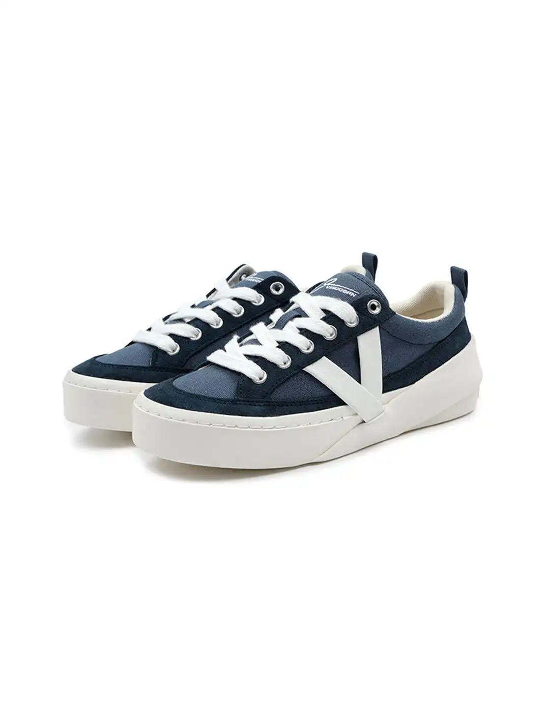 VEIDOORN | Two-Tone Canvas & Suede Platform Sneakers
