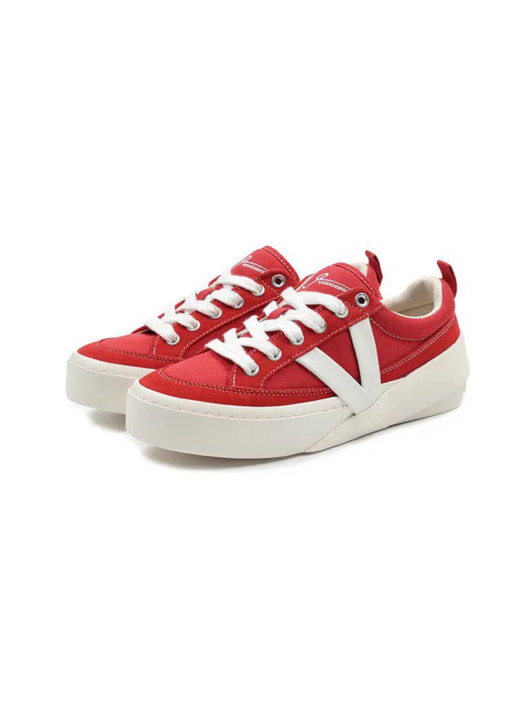 VEIDOORN | Two-Tone Canvas & Suede Platform Sneakers