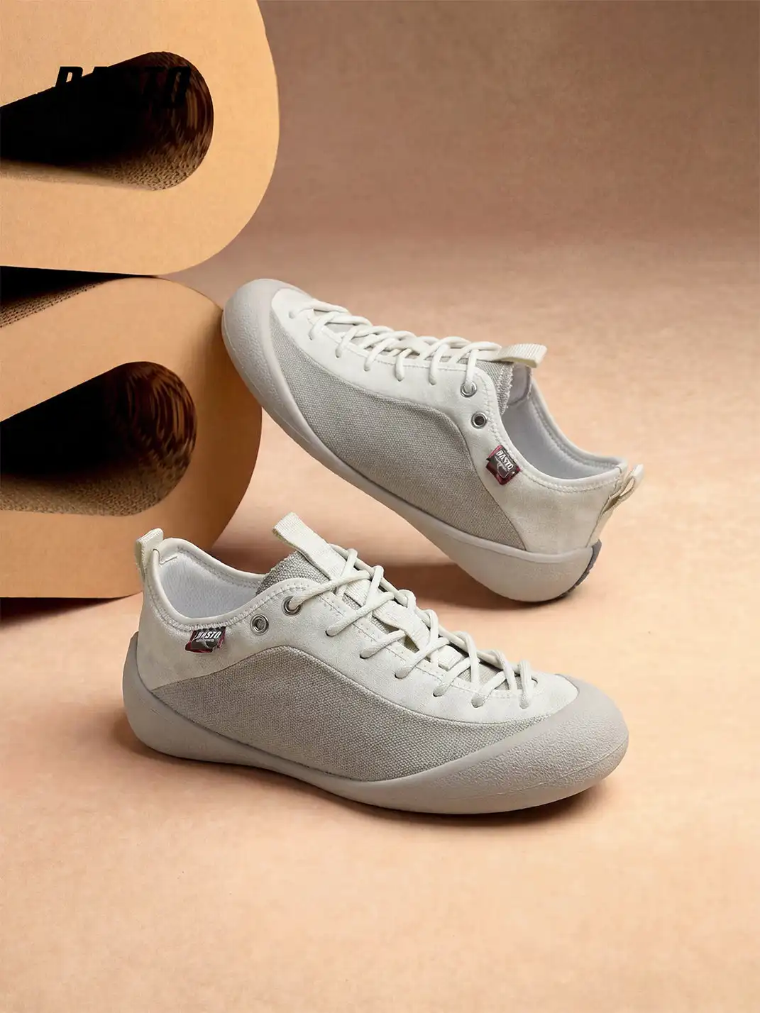 BASTO | Off-White Mesh & Canvas Low-Top Casual Sneakers