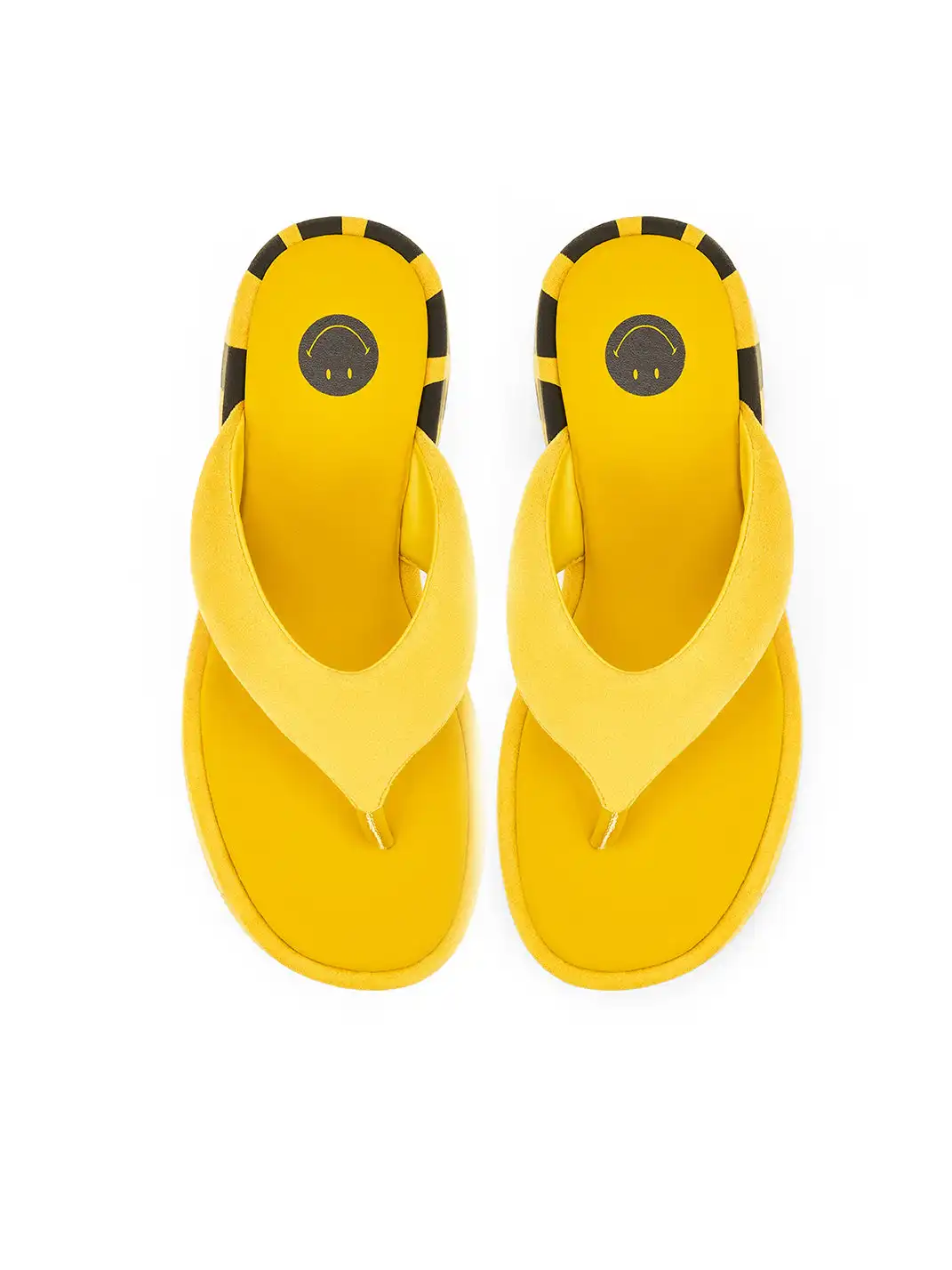 SMILEY | Suede Letter Print Platform Flip-flops-Yellow