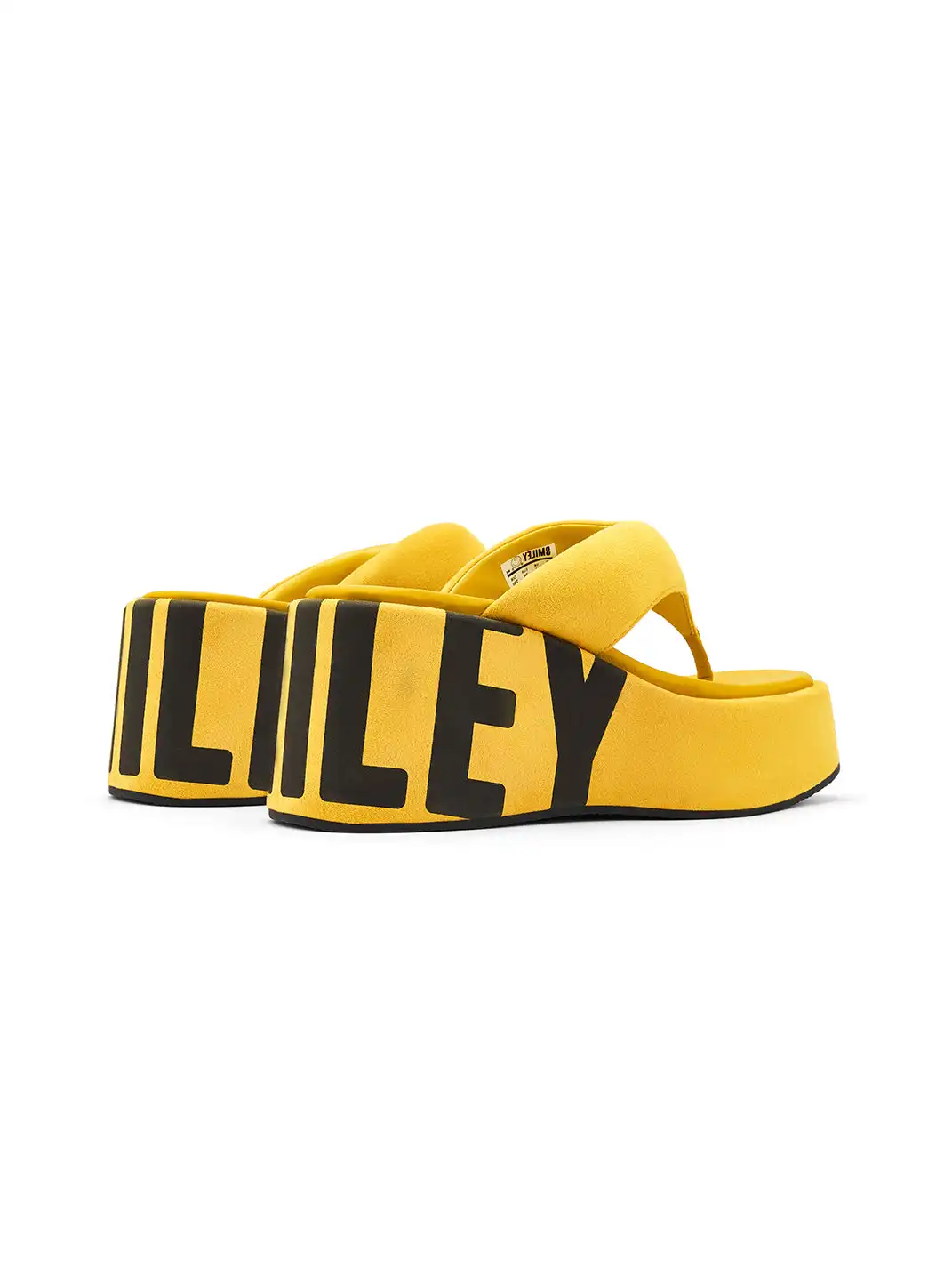 SMILEY | Suede Letter Print Platform Flip-flops-Yellow