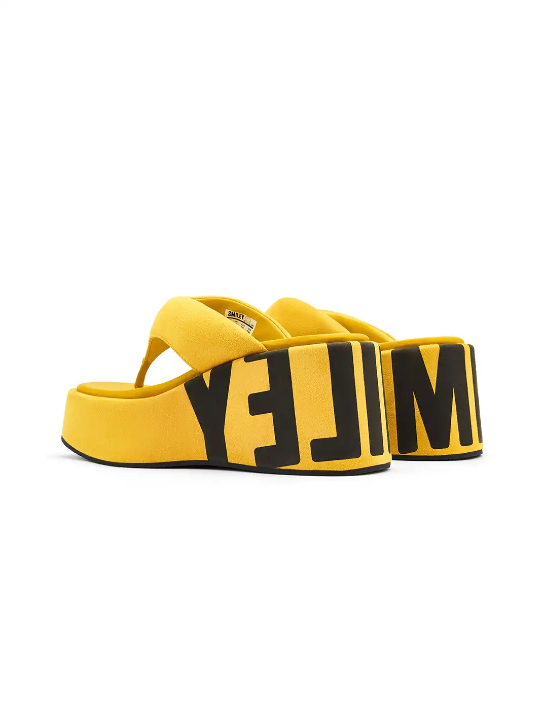 SMILEY | Suede Letter Print Platform Flip-flops-Yellow