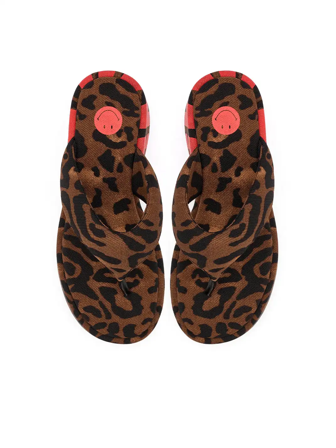 SMILEY | Suede Letter Print Platform Flip-flops-Brown