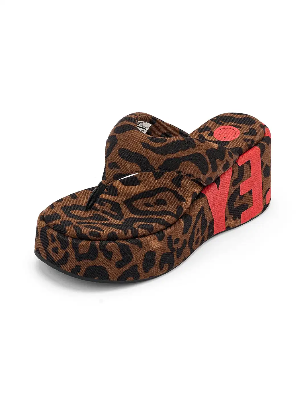 SMILEY | Suede Letter Print Platform Flip-flops-Brown
