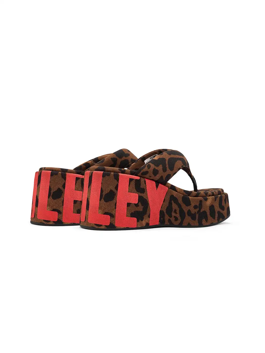 SMILEY | Suede Letter Print Platform Flip-flops-Brown