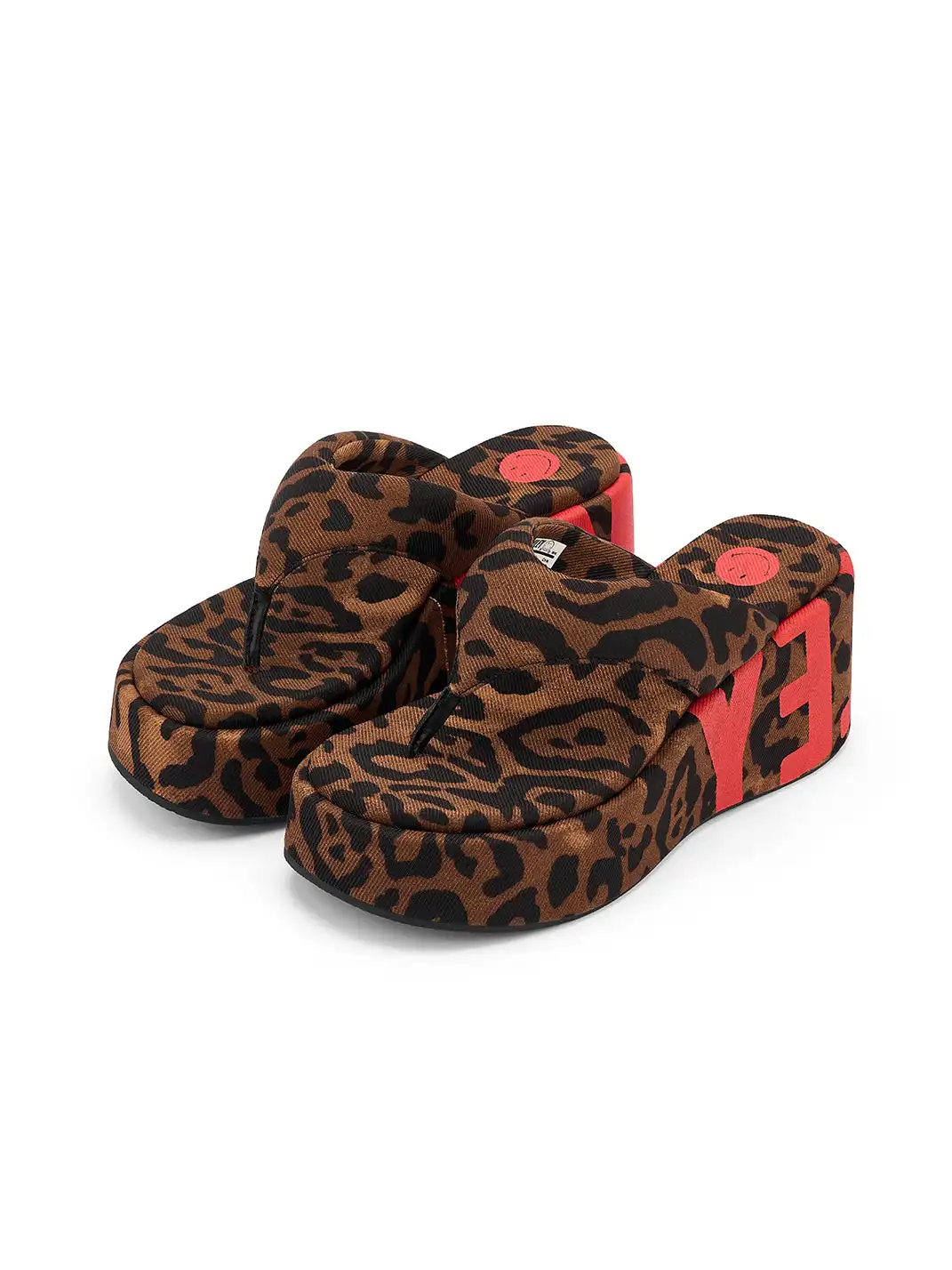 SMILEY | Suede Letter Print Platform Flip-flops-Brown