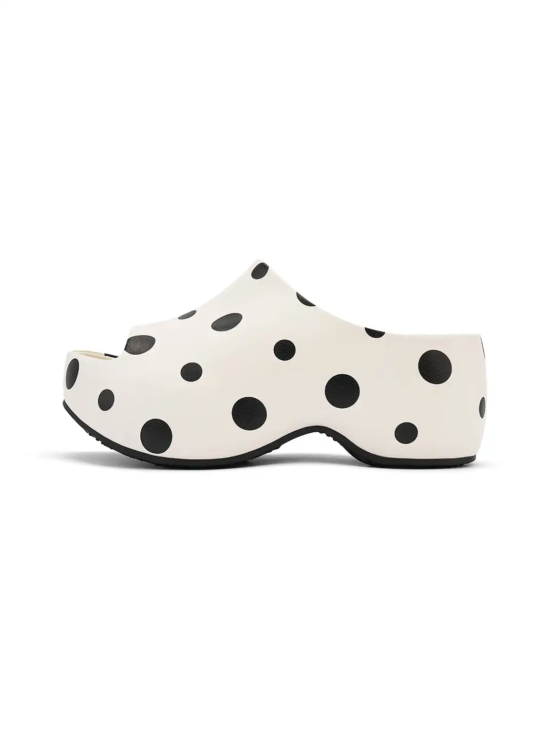 SMILEY | Polka Dot Platform Slippers-White
