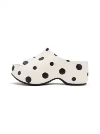 SMILEY | Polka Dot Platform Slippers-White