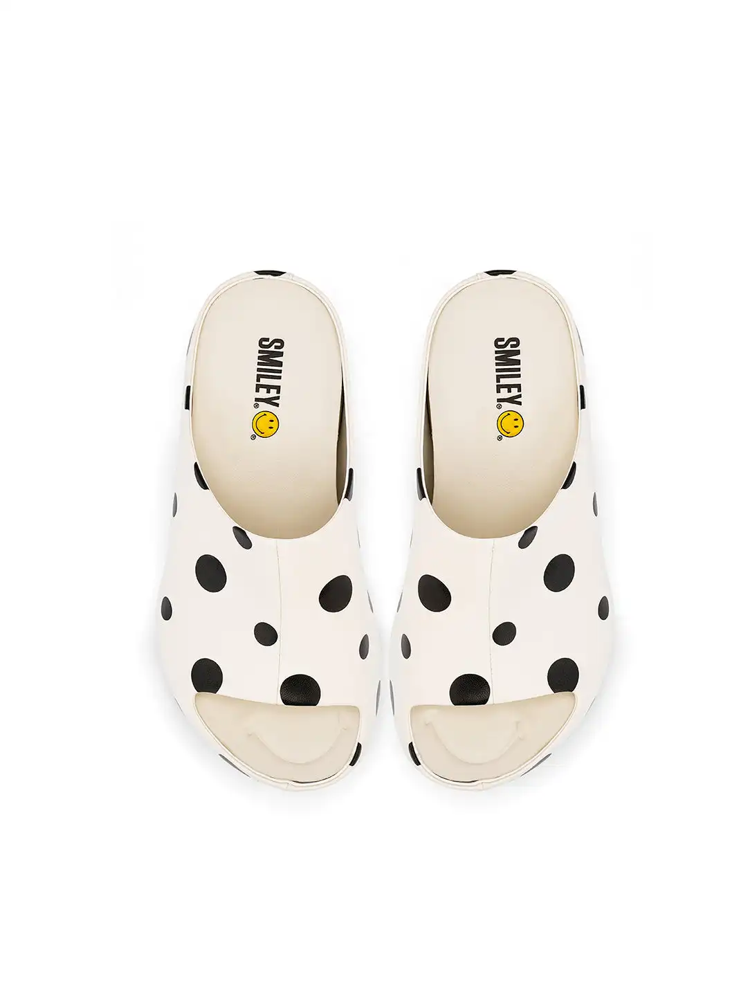 SMILEY | Polka Dot Platform Slippers-White