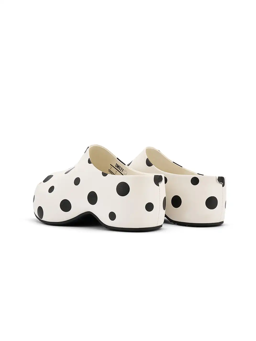 SMILEY | Polka Dot Platform Slippers-White