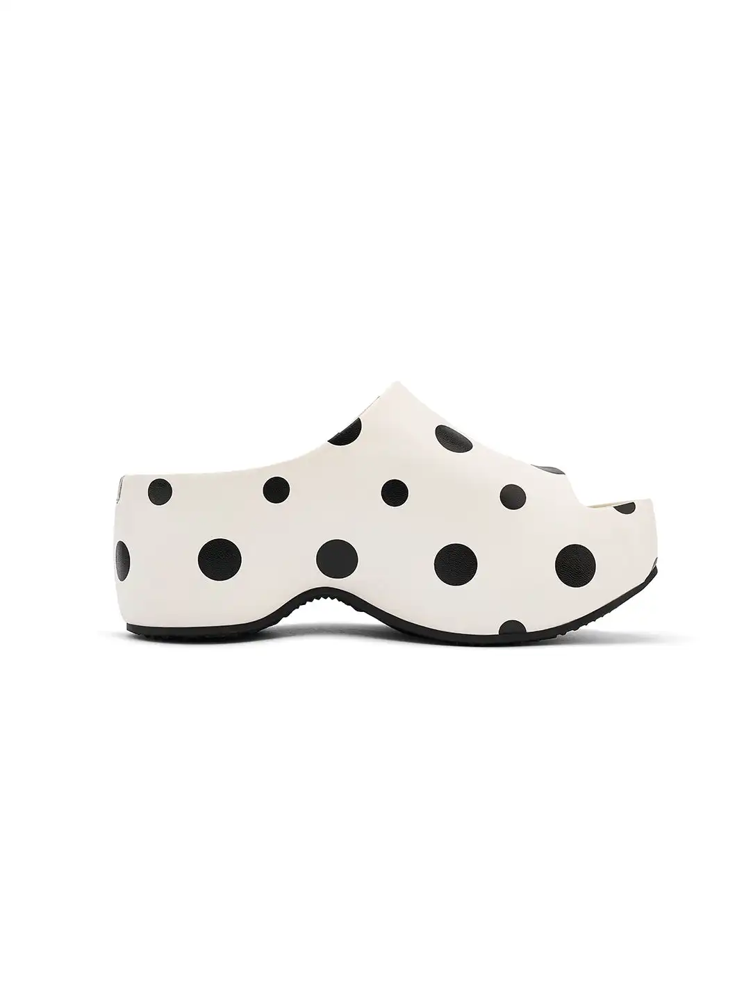 SMILEY | Polka Dot Platform Slippers-White