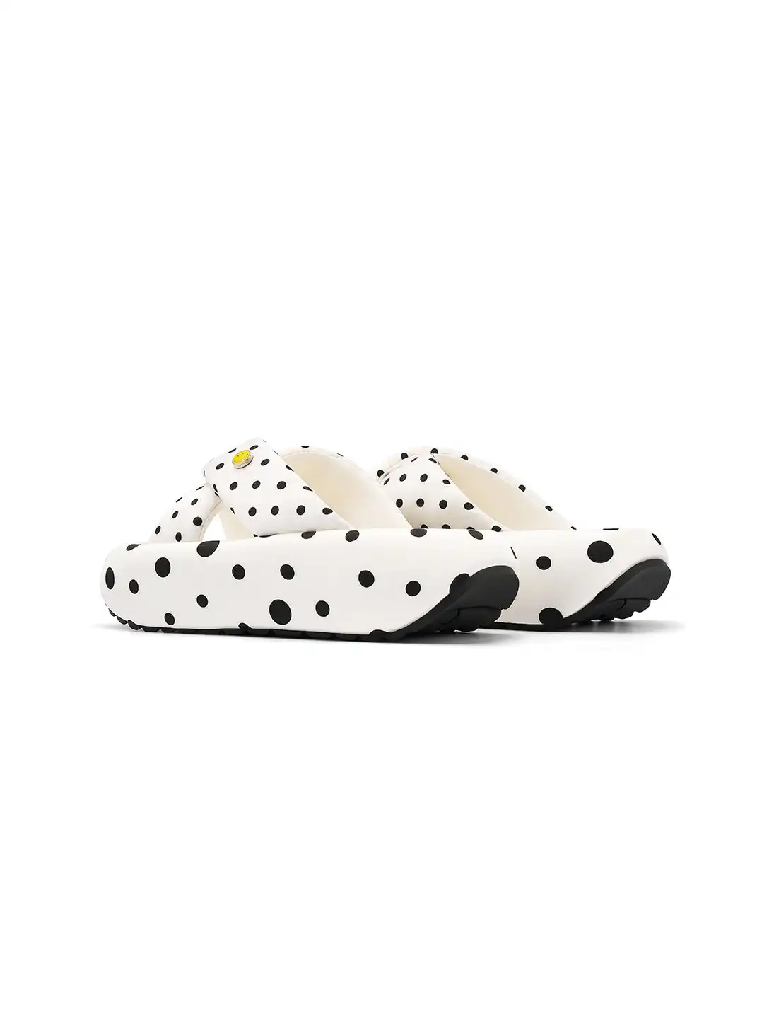 SMILEY | Polka Dot Platform Slide Sandals-White