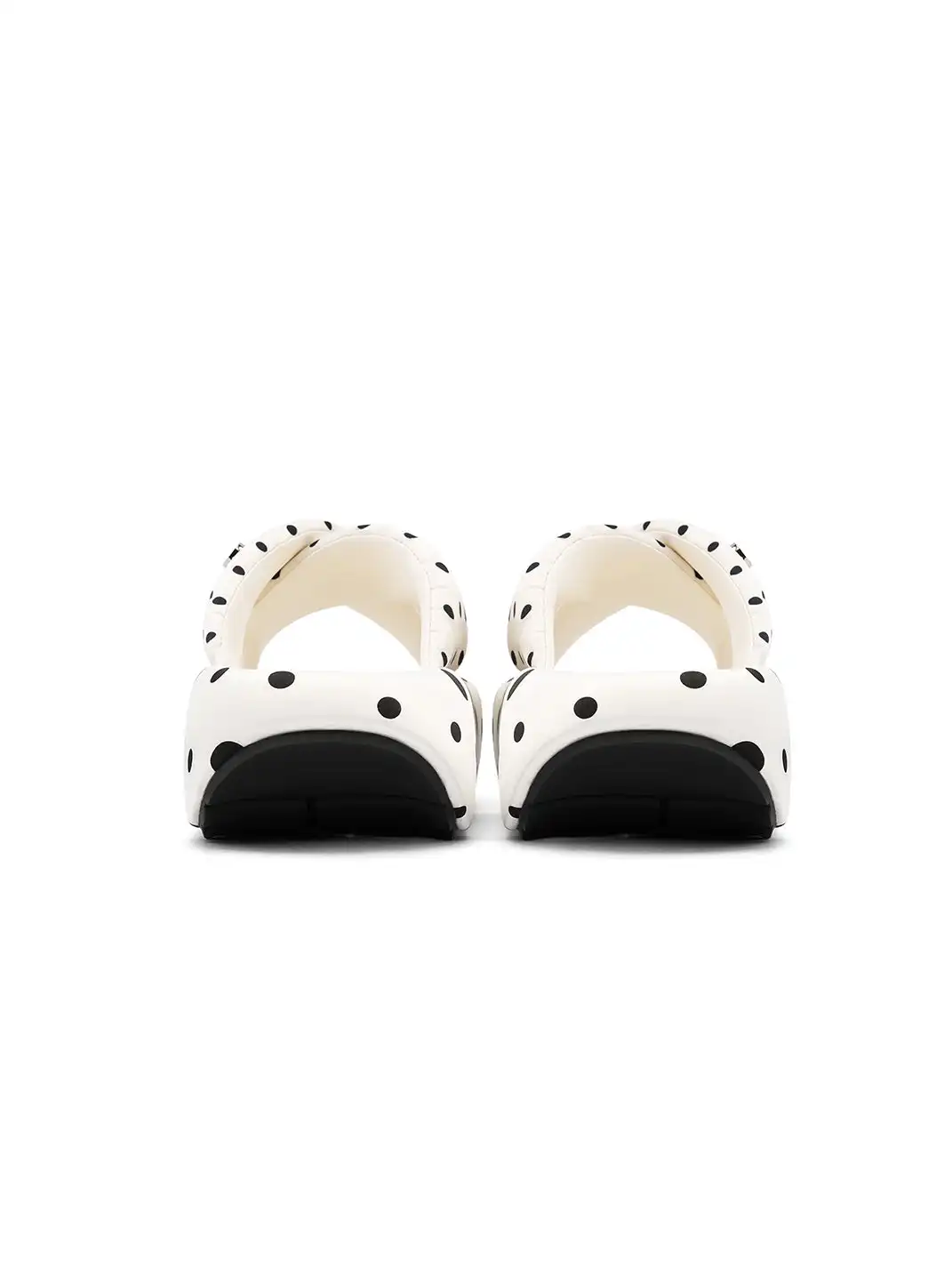 SMILEY | Polka Dot Platform Slide Sandals-White